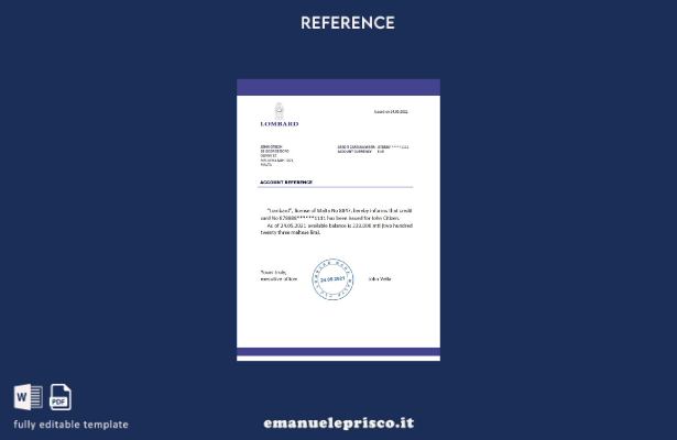 modello di riferimento della Malta Lombard Bank in stile verificato